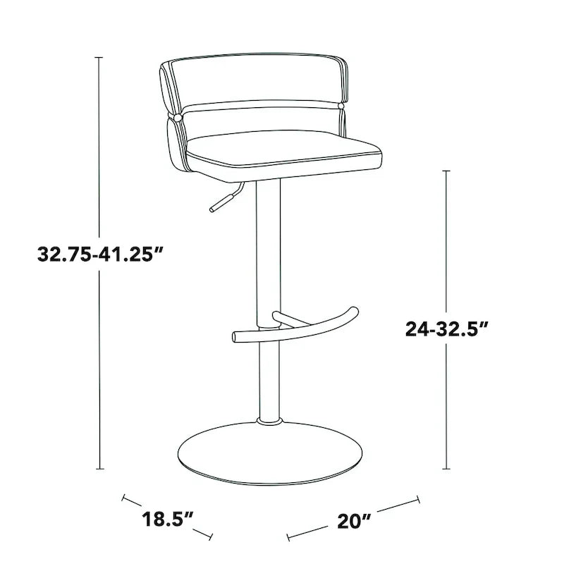 Set of 2 Silver Orchid Lena Adjustable Bar Stools with Rounded T Footrest - image 16