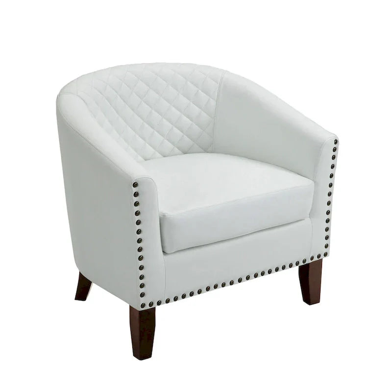 Ethan Barrel Accent Chair in PU Leather with Nailhead Detailing - image 26
