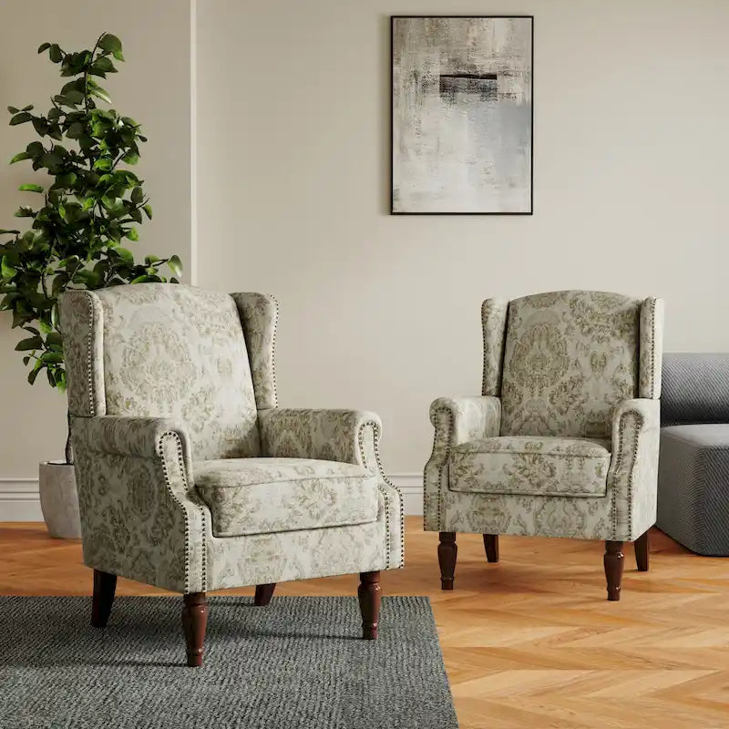 Pair of Stylish Upholstered Accent Chairs with Patterns for Living Room - image 33