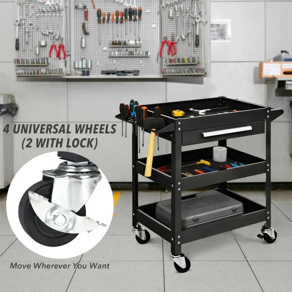 Spaco Rolling Tool Cart Mechanic Cabinet Storage ToolBox Organizer with Drawer-Black, Utility Cart on Wheels for Warehouse Garage Cleaning Office - image 7