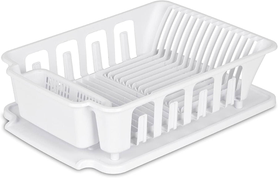 Sterilite 2-Piece Sink Dish Rack Drainer, White, L - image 1