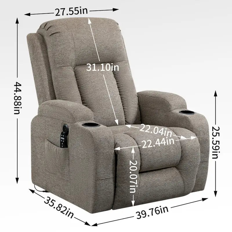 Lazy Boy Power Lift Recliner Chair, Modern Single Motor Massage Sofa Chair with Lumbar Heating, USB Charging Port, Cup Holders - image 4