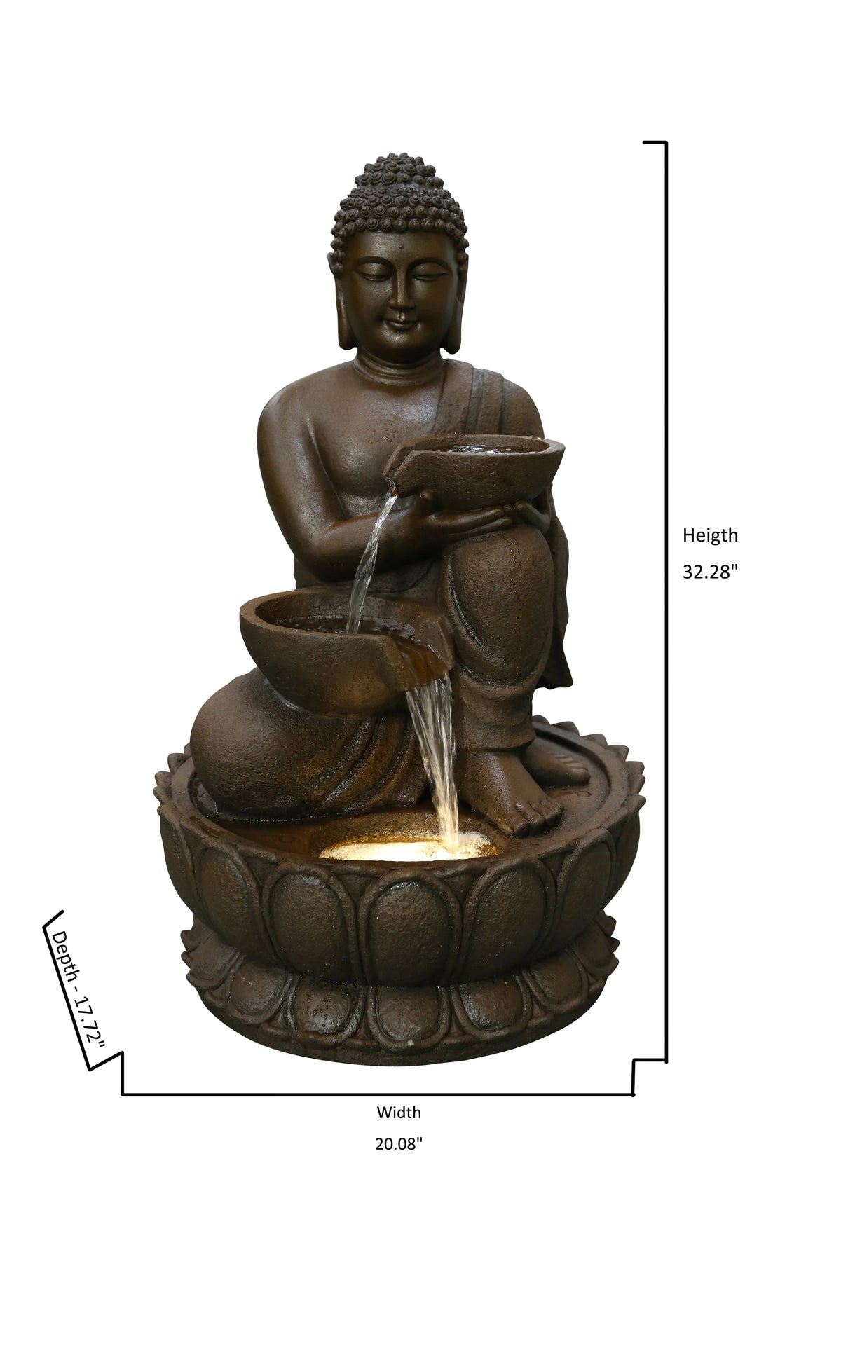 Large Buddha Fountain with Warm White LED - image 4