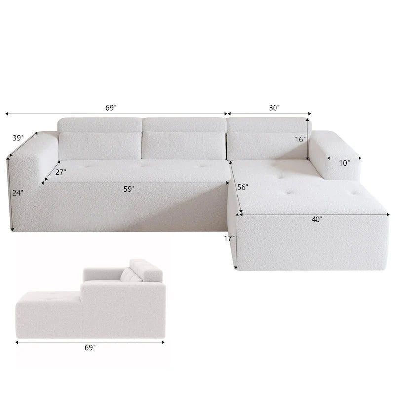 Christopher Knight Home - 109 Modern L-Shaped Modular Sectional Sofa in Teddy Fabric with Chaise and Pillows - image 15