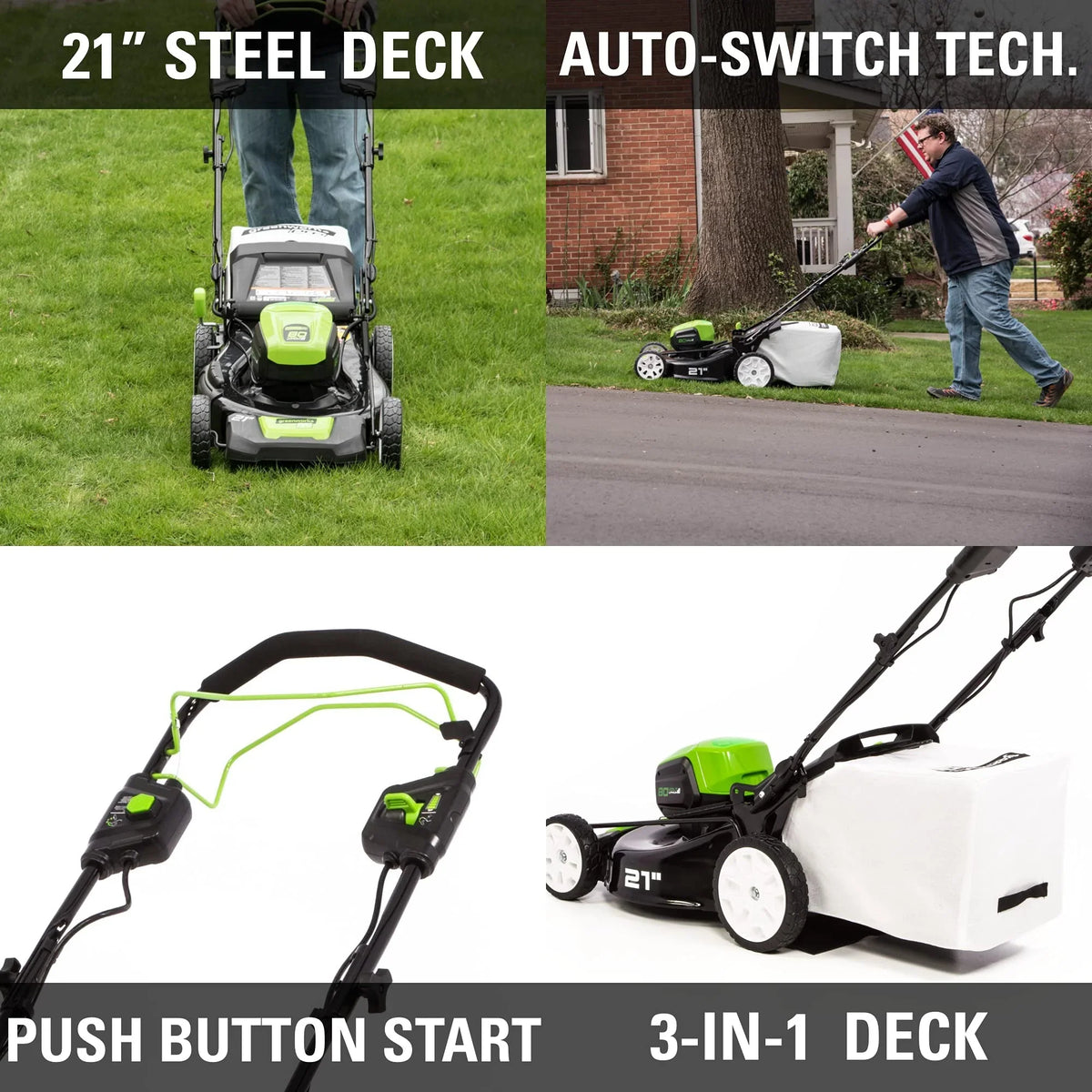 80V Battery-Powered Lawn Mower, 53 cm (21 inch), Self-Propelled, Brushless / Greenworks - image 7