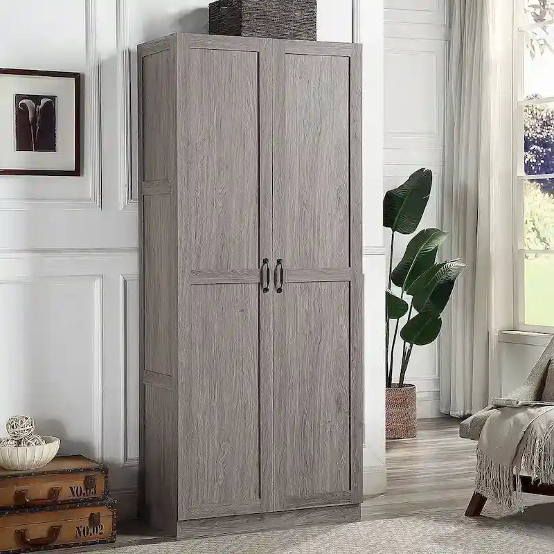 Modern Storage Wardrobe Cabinet with Doors and Multi Compartment Shelves - image 1