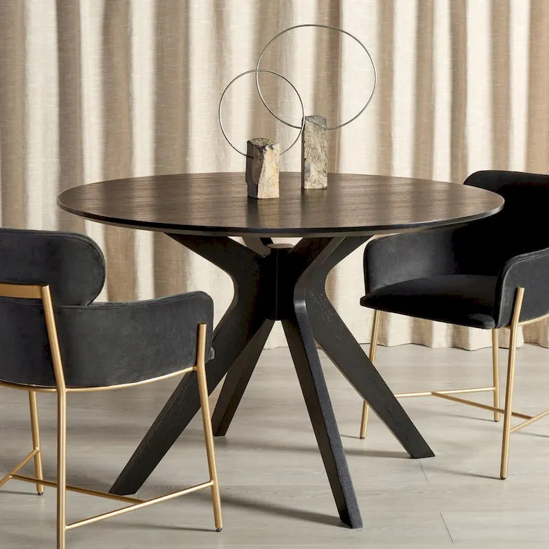 Round Dining Table with Wooden Base for Kitchen and Dining Room - image 25
