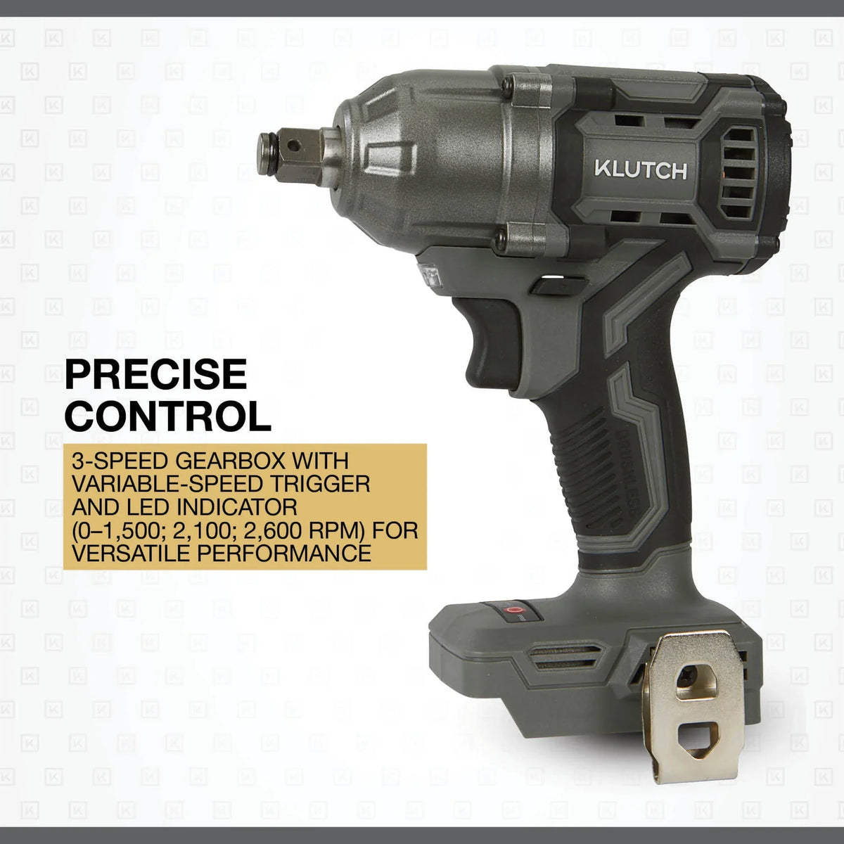 Klutch 1/2in. Impact Wrench, KLiQ 20V, 500 Ft./Lbs. Breakaway Torque, Brushless, Cordless, Bare Tool - image 4