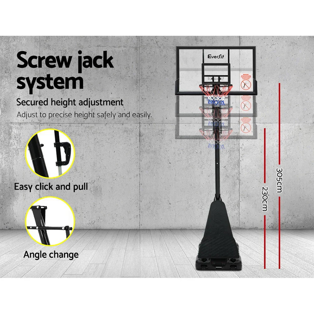 Everfit 3.05M Basketball Hoop Stand System Adjustable Height Portable Black Pro - image 5