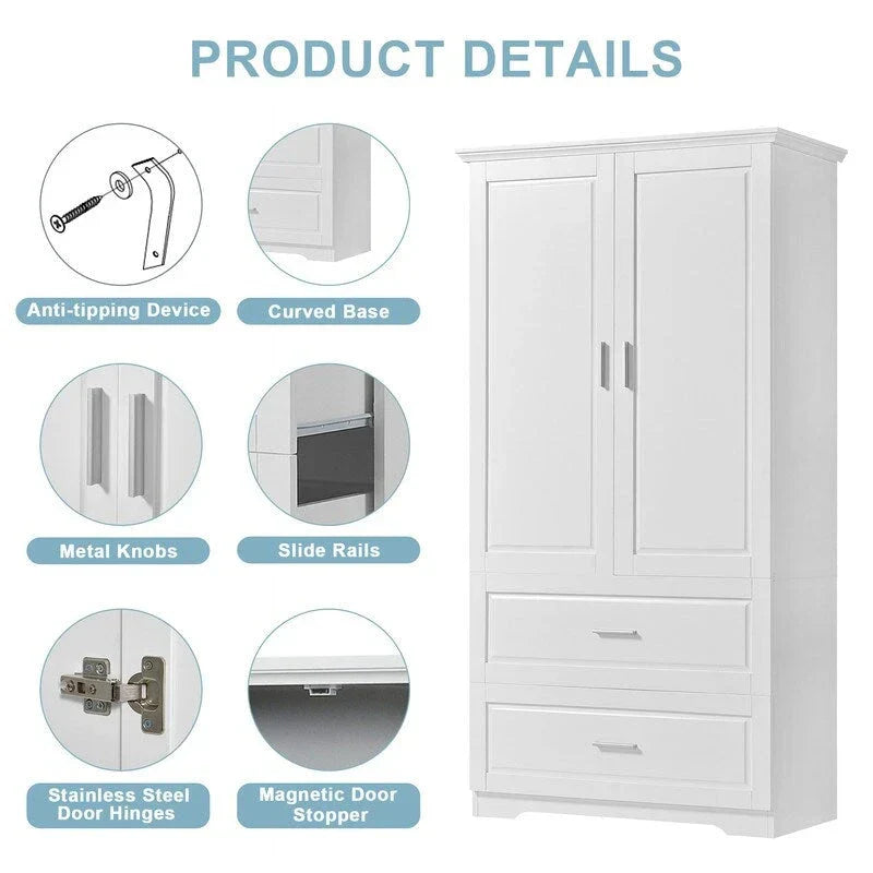 2-Door Bathroom Storage Cabinet with Drawers and Adjustable Shelf - image 4