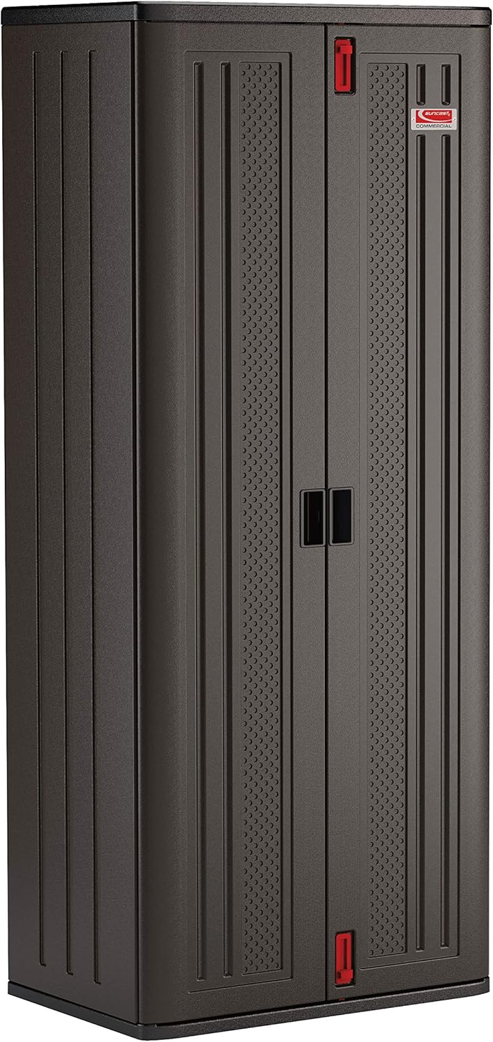 Suncast 19 Cu.Ft Resin Storage Cabinet with Lock, Black, USA Made - image 1