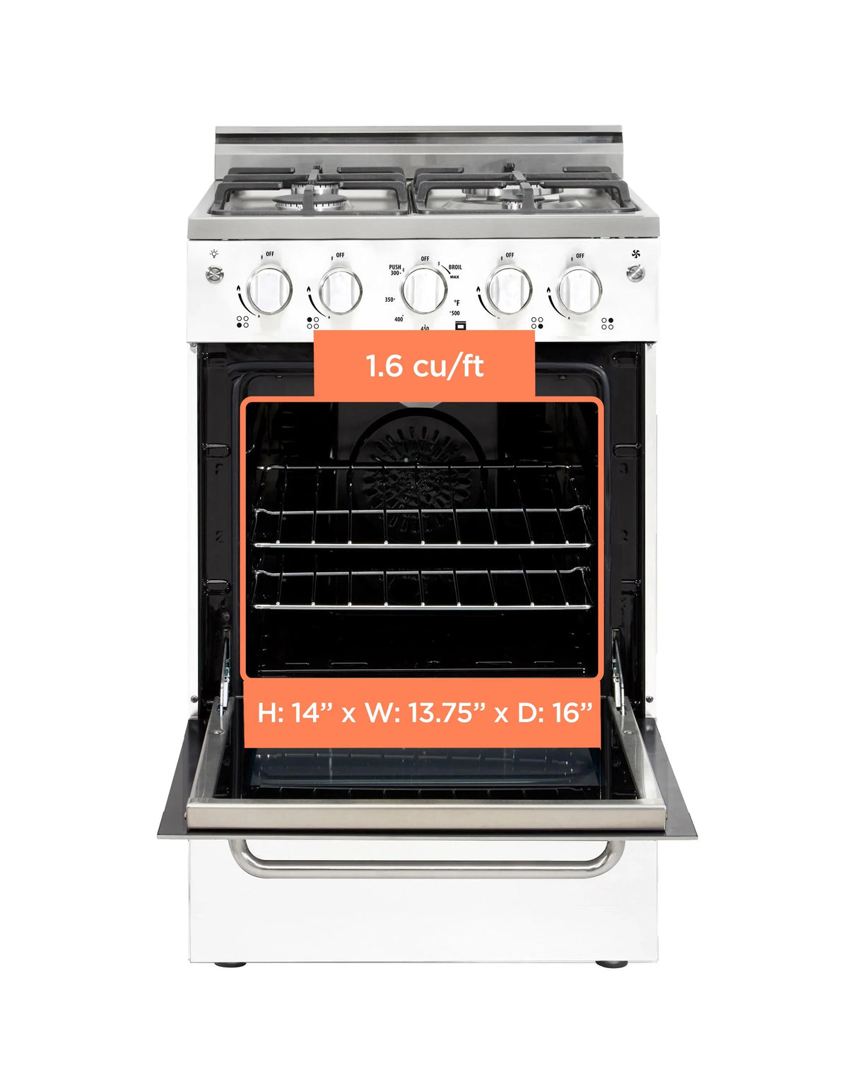 Prestige 20 in. 1.6 cu. ft. Gas Range with Convection Oven and Sealed Burners in Midnight Black - image 11