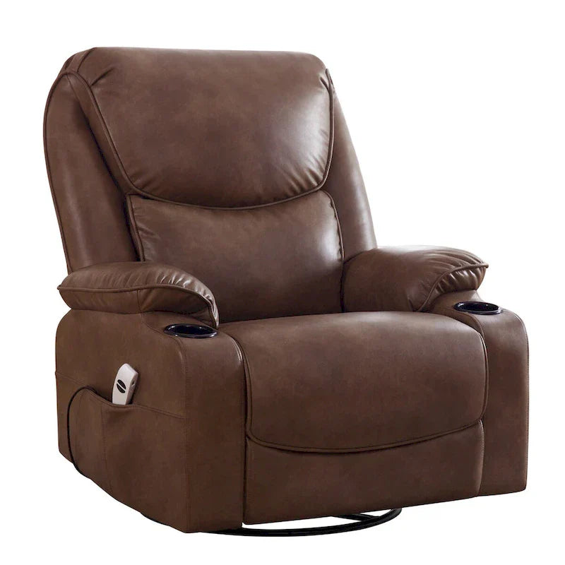 HOMYKA 34.2-Inch Wide Faux Leather Swivel Rocking Power Recliner Chair with USB Charging Port - image 22