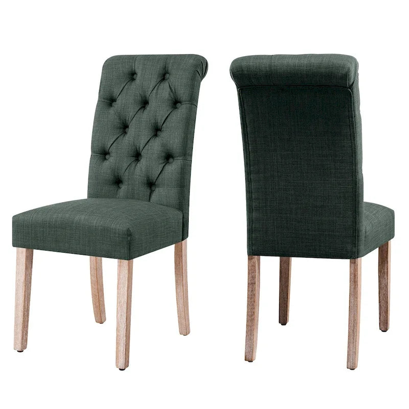 CHUN YI Modern Linen Parsons Dining Chairs - Set of 2 with Button Detail - image 6