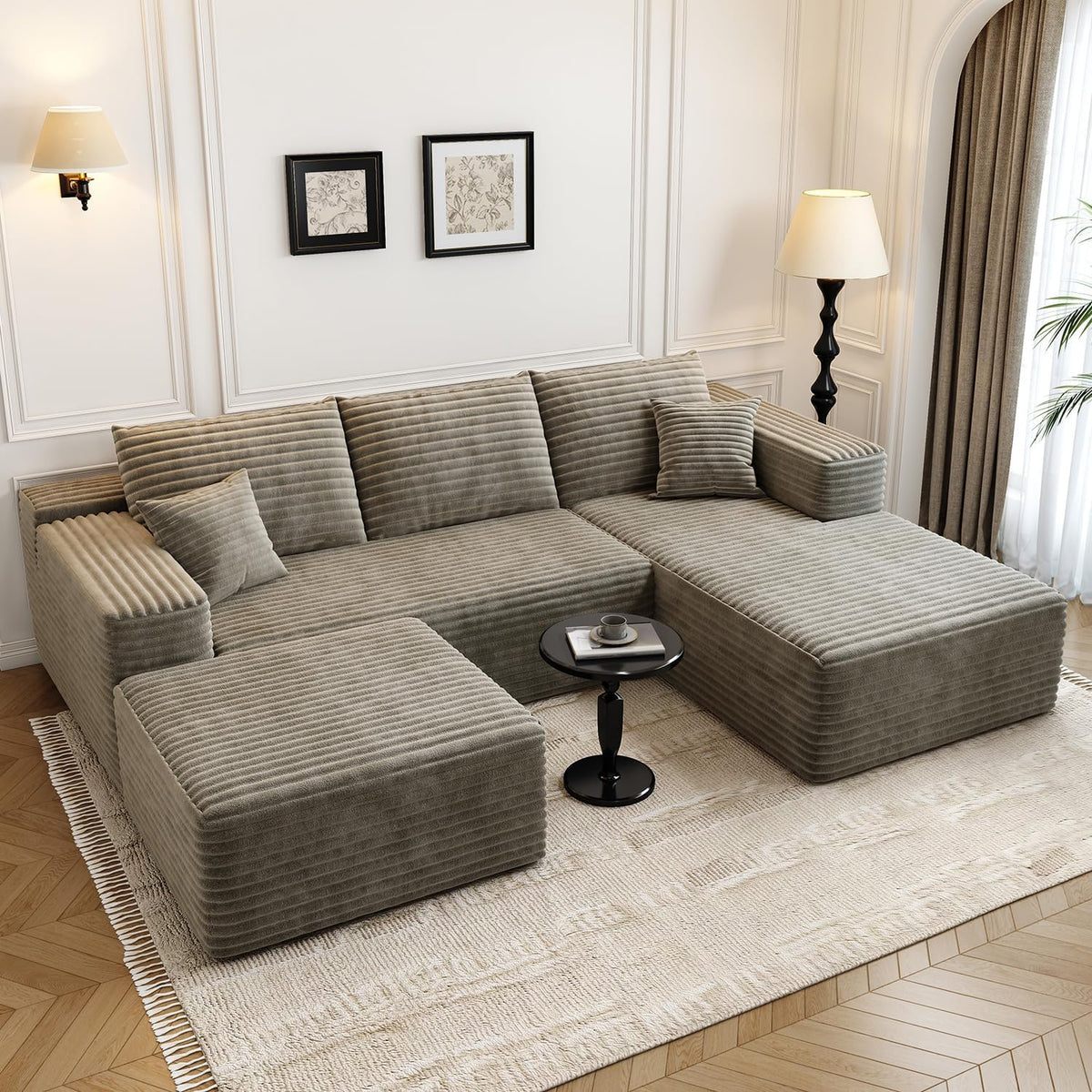 107.5" Cloud Modular Sectional Sofa Couch with L-Shape Chaise,Modern Minimalist Upholstered Couches for Living Room Bedroom,Deep Seat Corner Couch .No Assembly Required (Black,Left Facing Chaise) - image 24