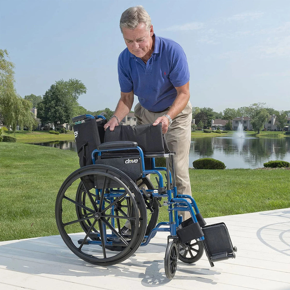 Drive Medical Blue Streak Lightweight Folding Wheelchair with 20 Inch Wide Seat - image 8