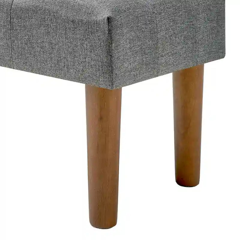 Set of 2 Small Linen Foot Stools with Legs - Rectangle Upholstered Ottoman Footrests - image 16