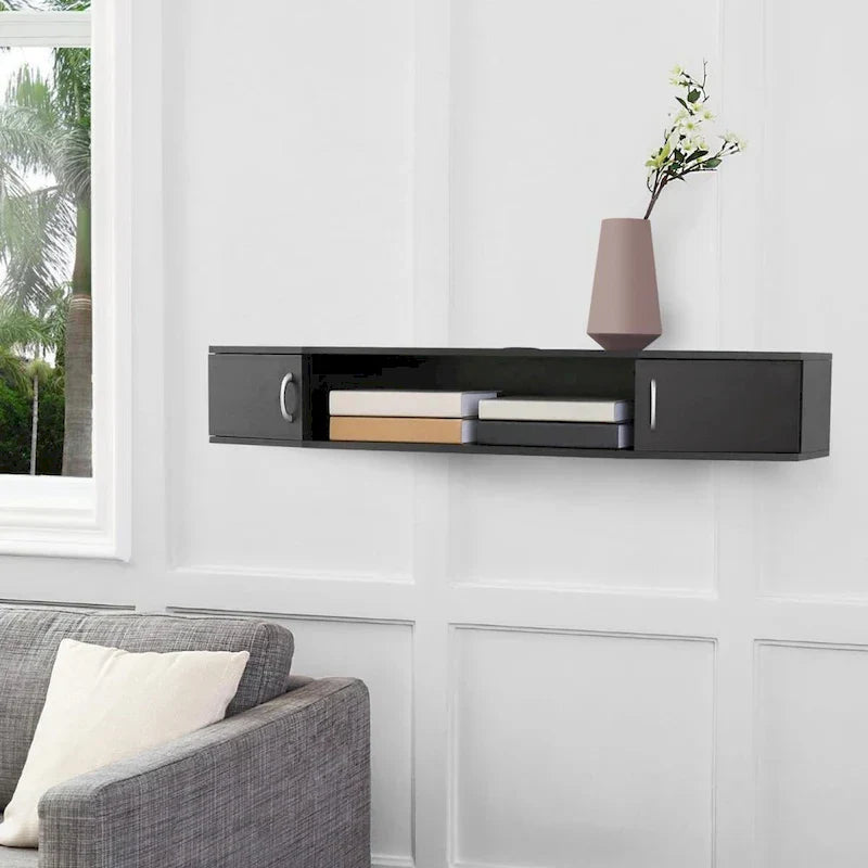 FITUEYES 43.3" Wall-Mounted Floating Media Console Desk with Storage Hutch - image 4