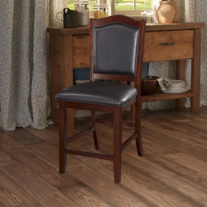 Upholstered Counter Height Chairs  Espresso Wood with Faux Leather - image 2