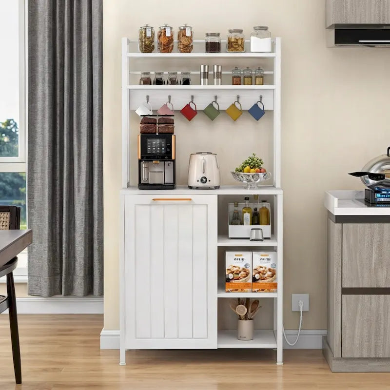 Moasis 6-Tier Kitchen Baker's Rack with Storage Shelves and Trash Can Cabinet Organizer - image 3