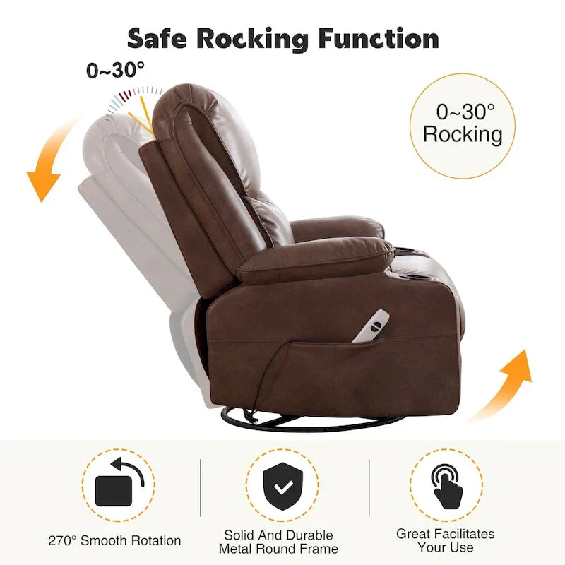 HOMYKA 34.2-Inch Wide Faux Leather Swivel Rocking Power Recliner Chair with USB Charging Port - image 25