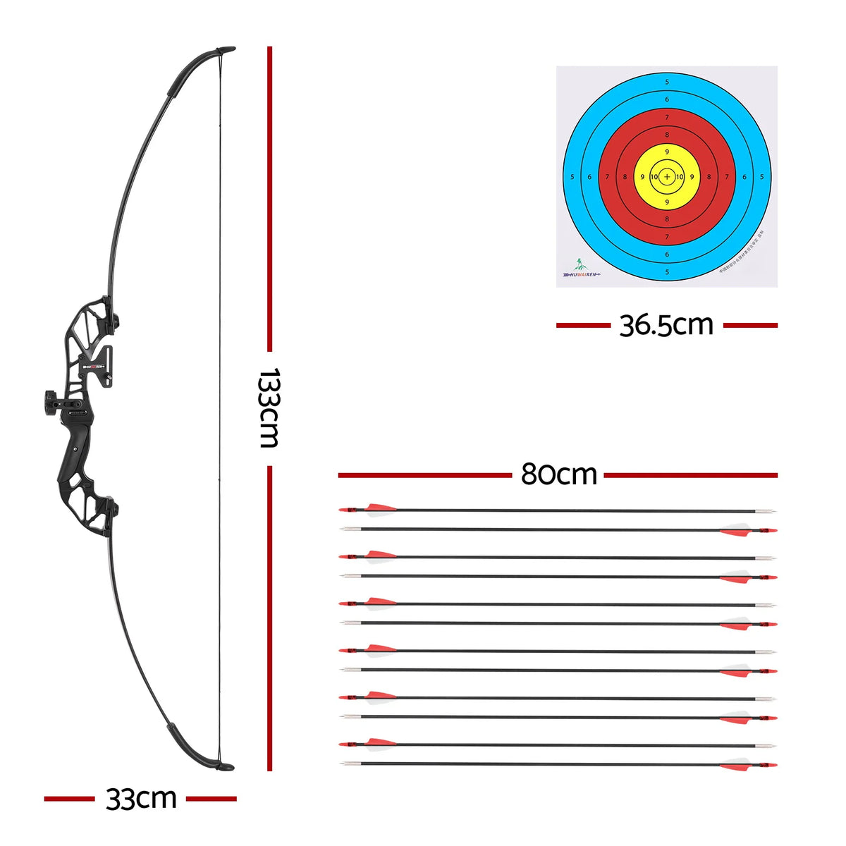 55lbs Recurve Bow Arrow Set, Fiberglass Arrows, Everfit - image 3