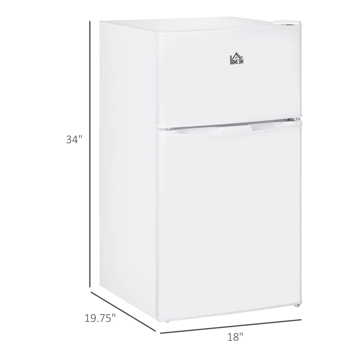 Harper & Bright Designs Double Door Mini Fridge with Freezer, 3.2 Cu.Ft Compact Refrigerator with Adjustable Shelf, Adjustable Thermostat and Reversible Door for Bedroom, Dorm, Home Office, White - image 2