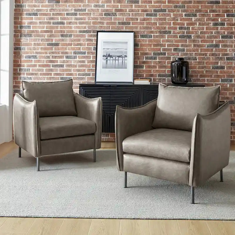 Set of 2 Jaime Modern Vegan Leather Accent Chairs with Metal Legs by HULALA HOME - image 14