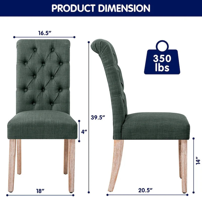 CHUN YI Modern Linen Parsons Dining Chairs - Set of 2 with Button Detail - image 12