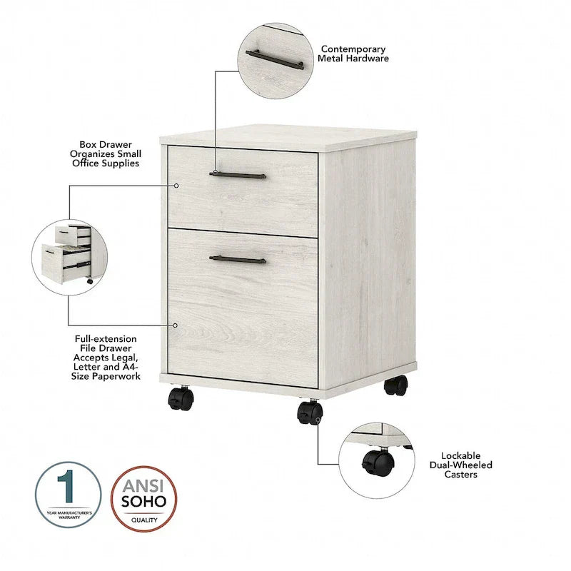 Bush Furniture Key West 60-Inch L-Shaped Desk with Rolling File Cabinet - image 44