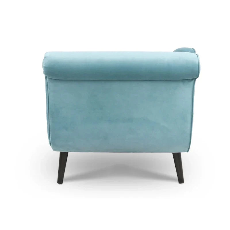 Upholstered Indoor Chaise Lounge Chair with Scroll Arms, Reclining Feature, Rolled Accent Pillow, and Sturdy Solid Wood Legs - image 10