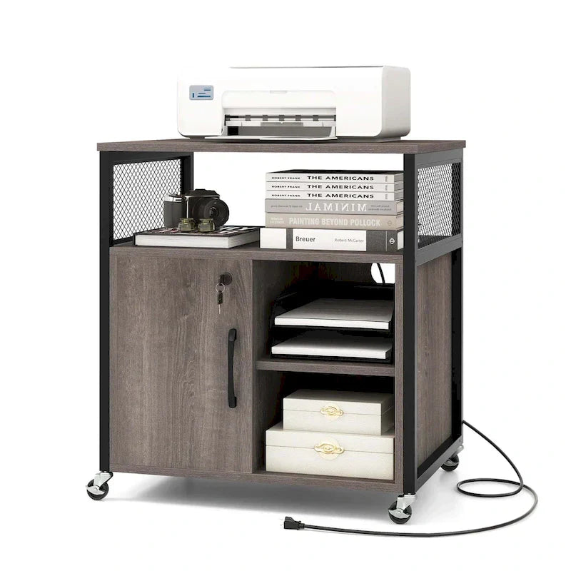 Costway Mobile File Cabinet with Charging Station & Cable - Learn More - image 2
