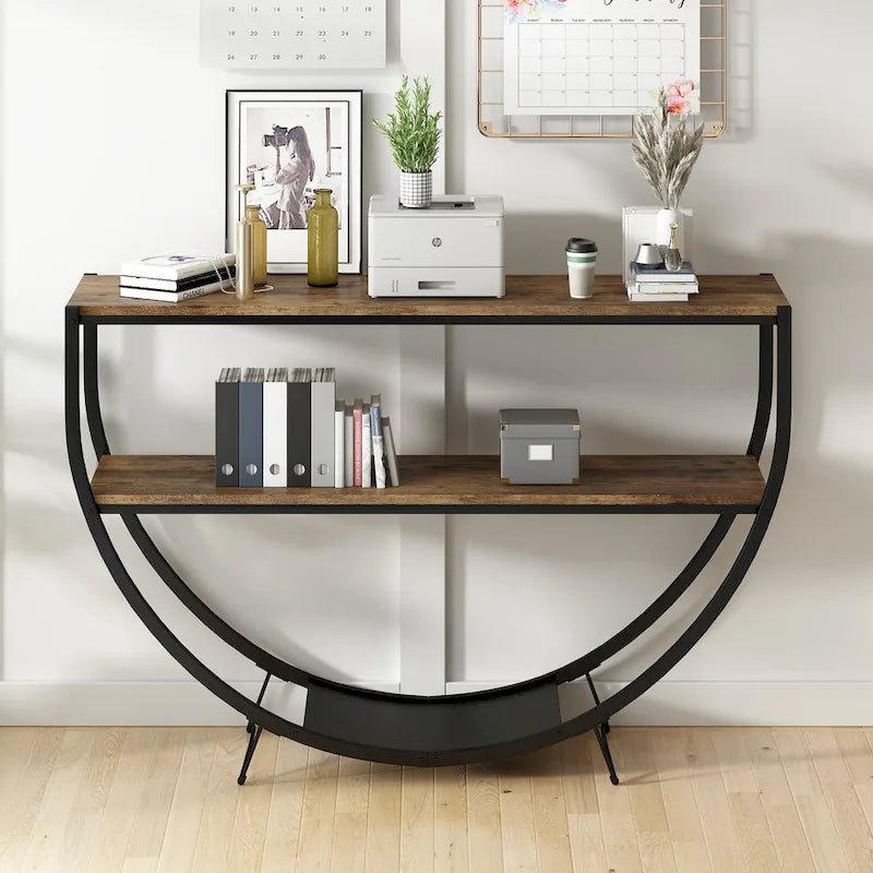 Merax Rustic Industrial Demilune Console Table - image 2