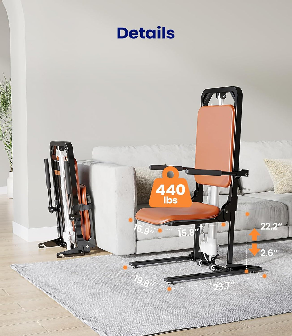 MAIDeSITe Electric Floor Lift, 440lbs Capacity, Elderly Assist - image 4
