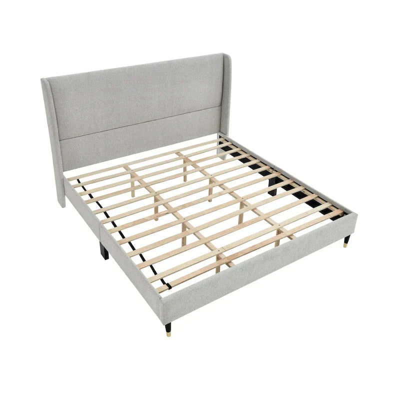 Roundhill Furniture Rozitta Upholstered Wingback Bed with Platform Design - image 34