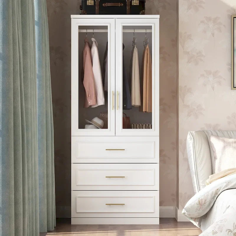 74.8-Inch Tall Large Modular Wardrobe Closet with Glass Doors - image 4