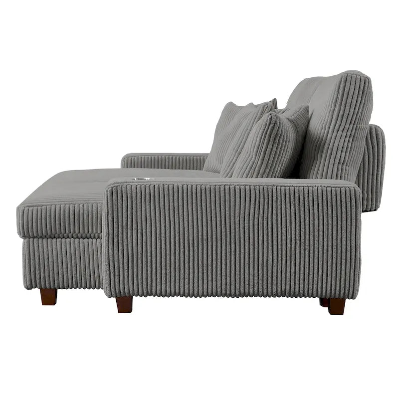 74-Inch Upholstered Chaise Lounge Loveseat with Adjustable Backrest - image 8