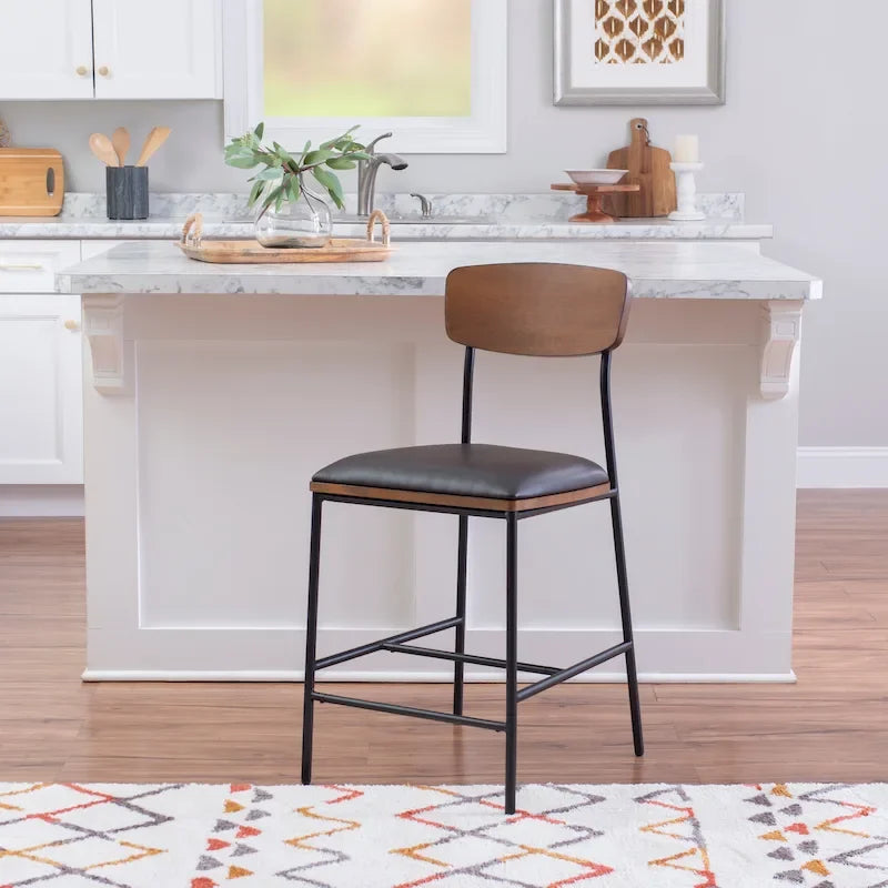 Lowrey 25-Inch Counter Stool with Metal Frame and Faux Leather Upholstery - image 13