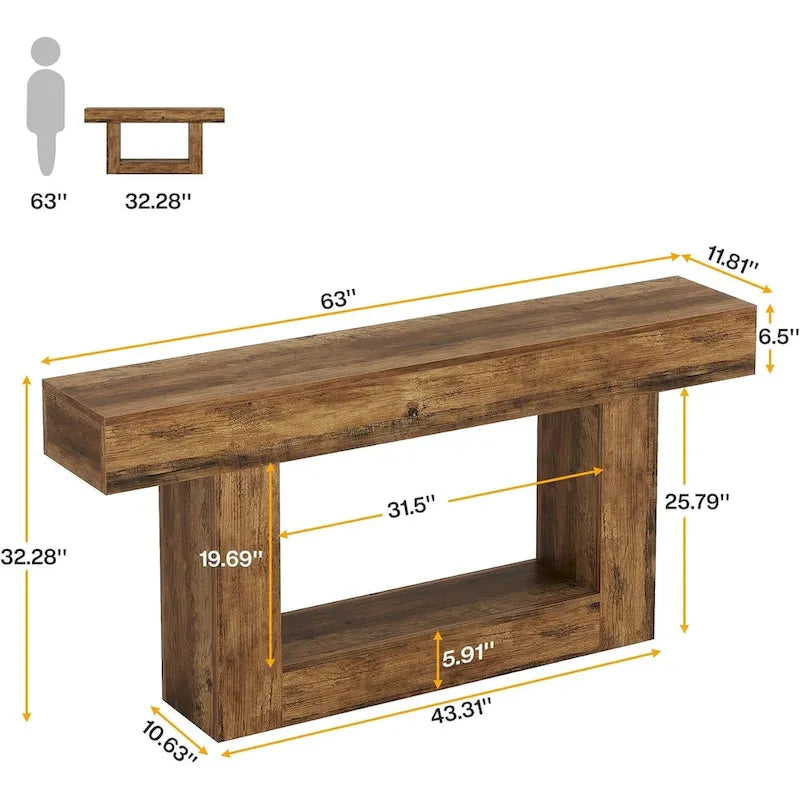 Rustic 2-Tier Entryway Table for Living Room, Hallway, and Foyer - image 27