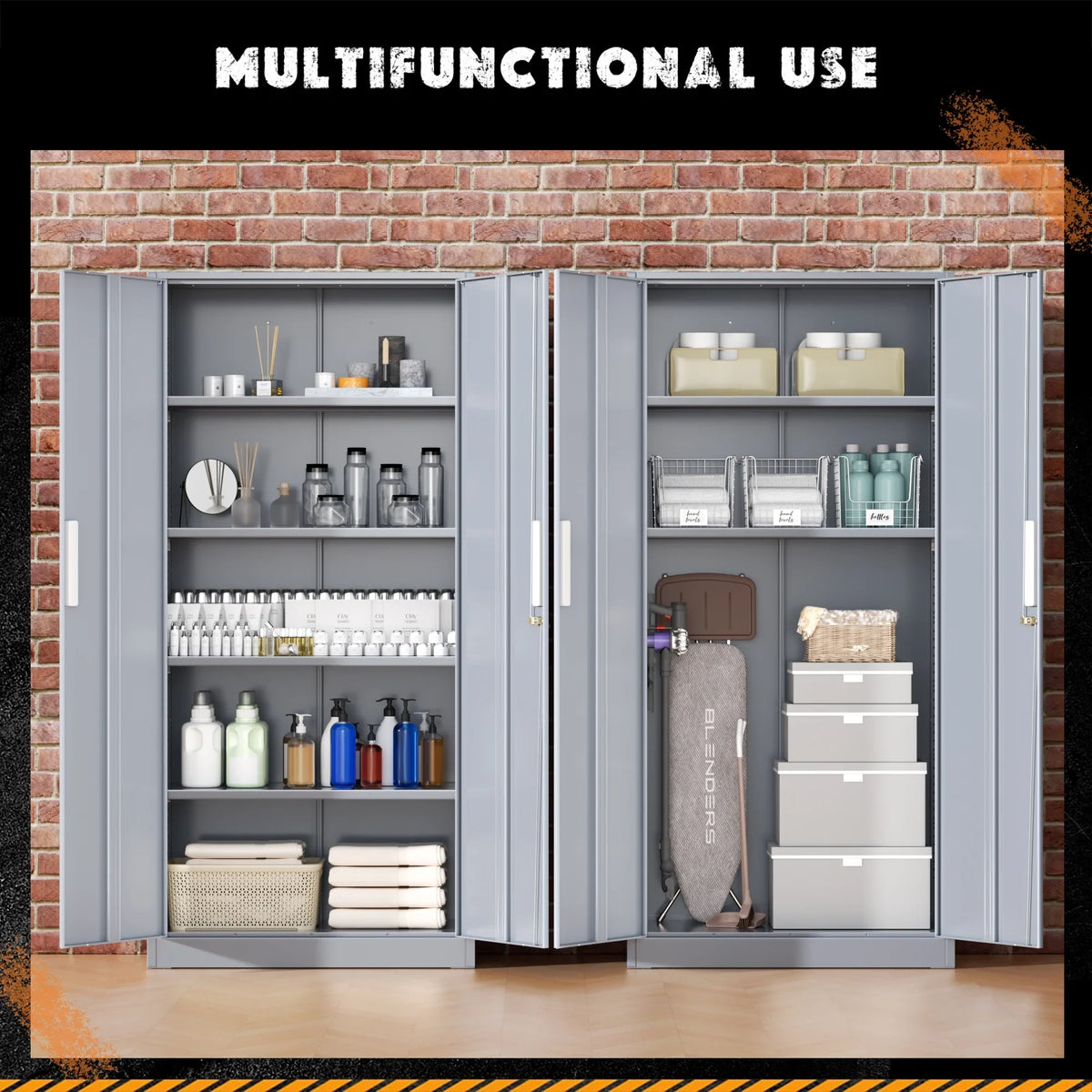 SOLAURA 71" Metal Garage Storage Cabinet with Locking Doors and Adjustable Shelves for Home, Office(Black) - image 32