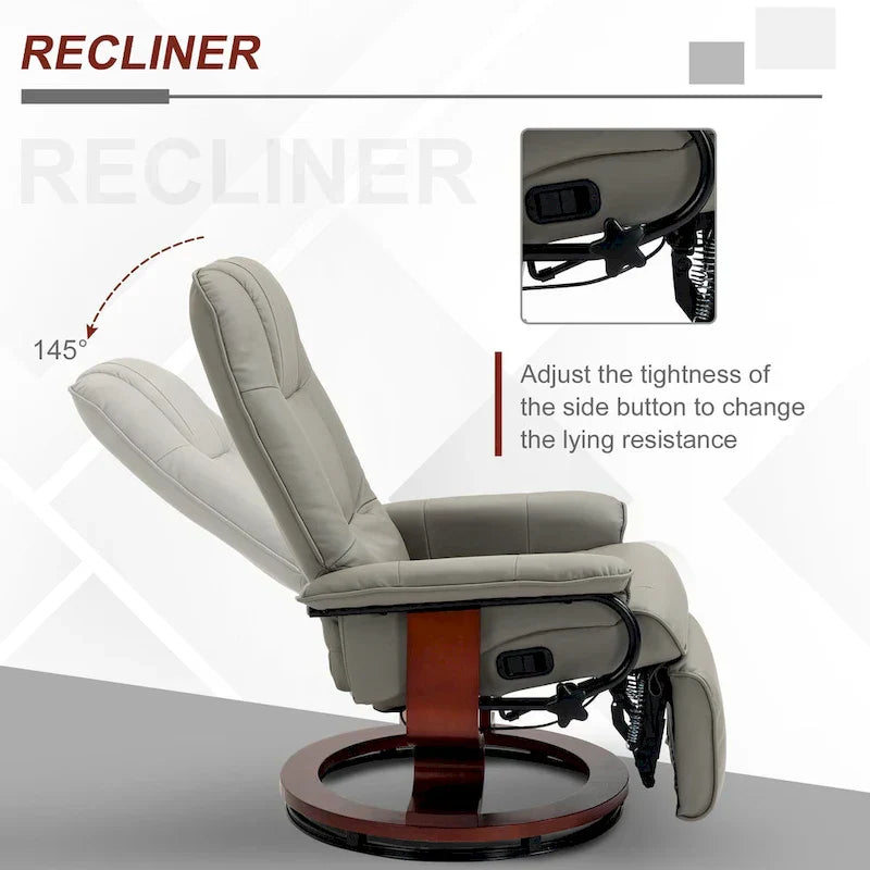 HomCom Faux Leather Adjustable Manual Swivel Base Recliner Chair with Comfortable and Relaxing Footrest - image 19