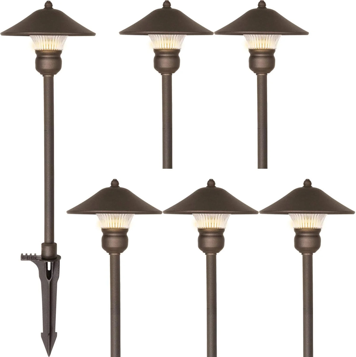 6 Pack Low Voltage LED Landscape Pathway Light, 3W 150LM 12V Wired for Outdoor Yard Lawn, Die-cast Aluminum Construction, 30-Watt Equivalent 15-Year Lifespan - image 2