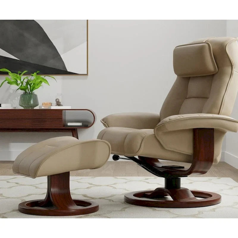 Fjords Mustang Leather Reclining Chair with Ottoman - image 1