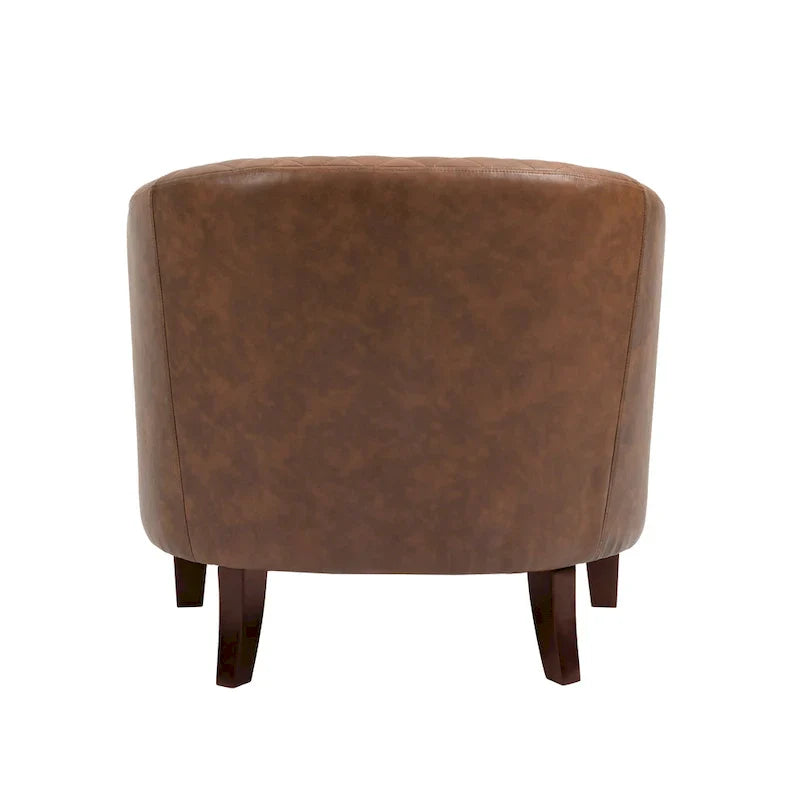 Ethan Barrel Accent Chair in PU Leather with Nailhead Detailing - image 16