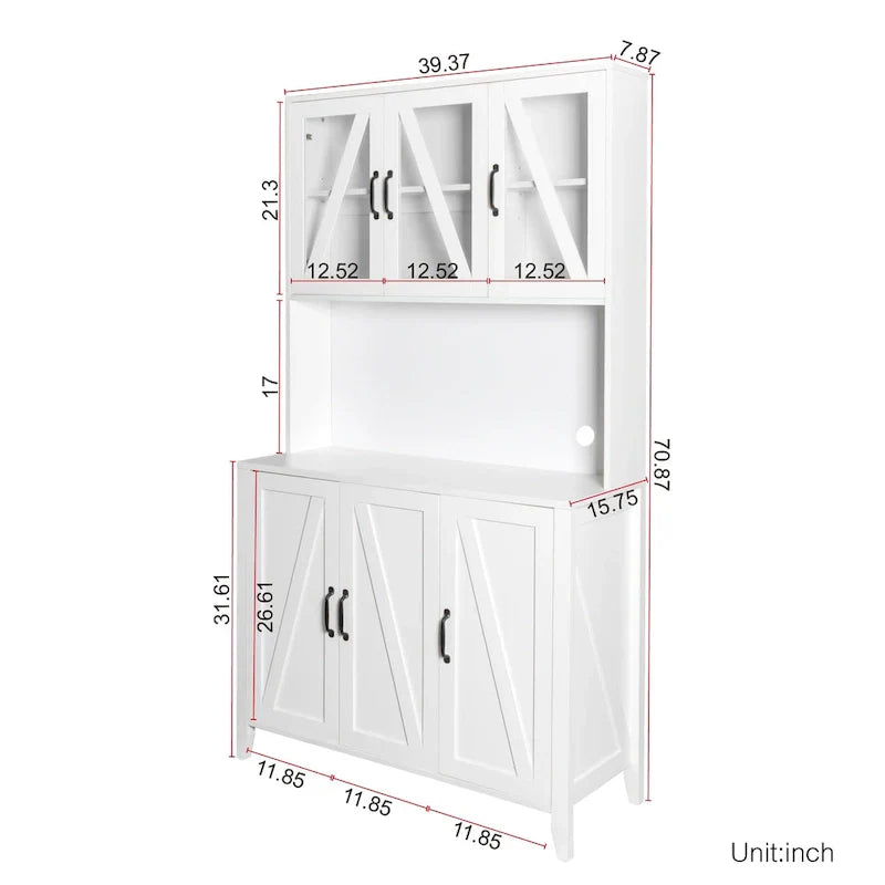 Spacious Kitchen Pantry Storage Cabinet Featuring Glass Doors - image 17