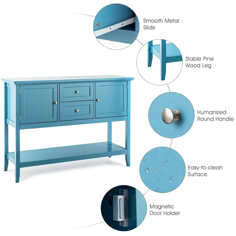 Modern Wooden Sideboard Buffet Cabinet with Drawers & Open Shelf - image 25