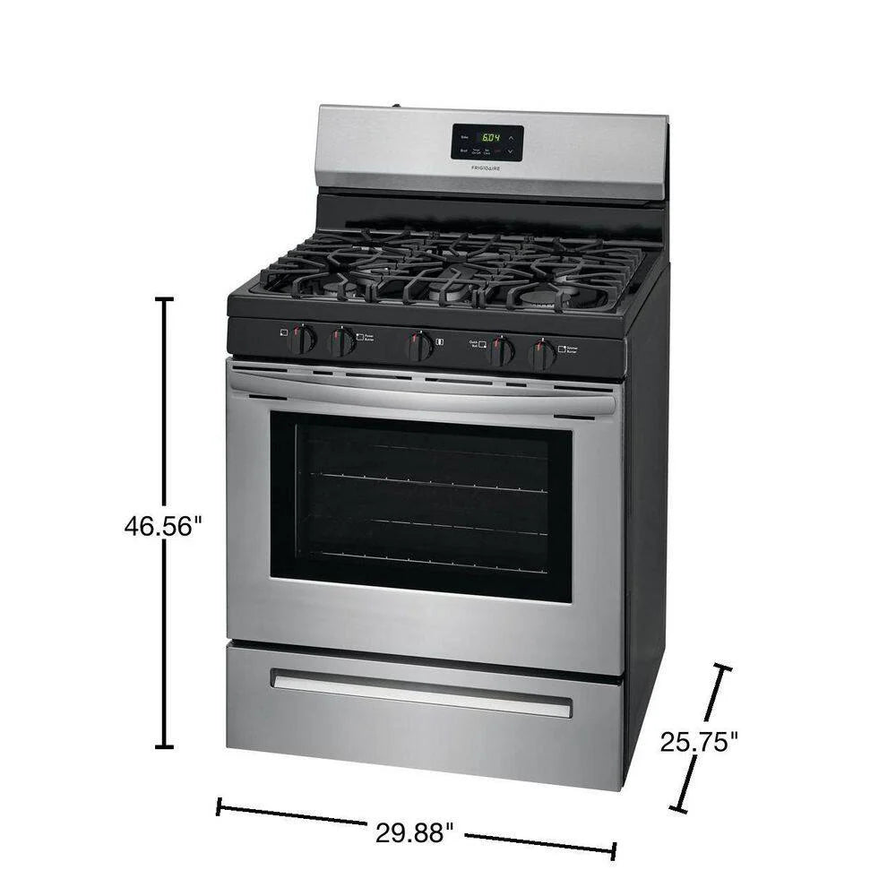 Frigidaire 30 in. 5 Burner Freestanding Gas Range in Stainless Steel FCRG3052AS - image 3