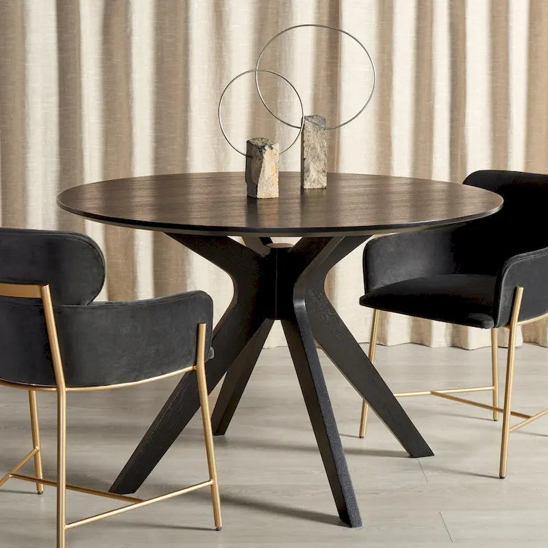 Round Dining Table with Wooden Base for Kitchen and Dining Room - image 4