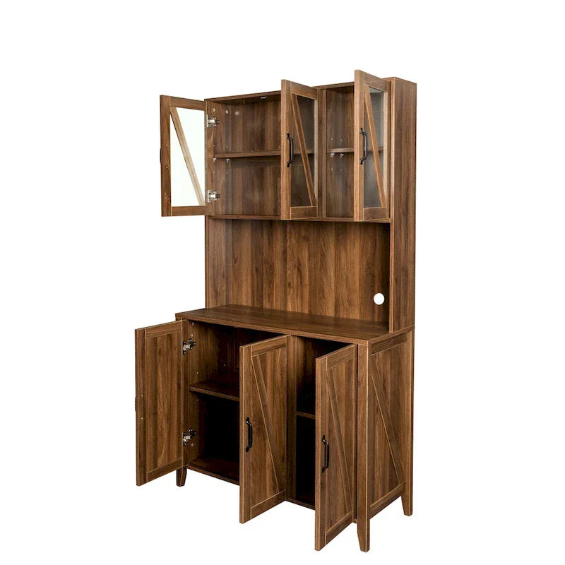 Spacious Kitchen Pantry Storage Cabinet Featuring Glass Doors - image 25