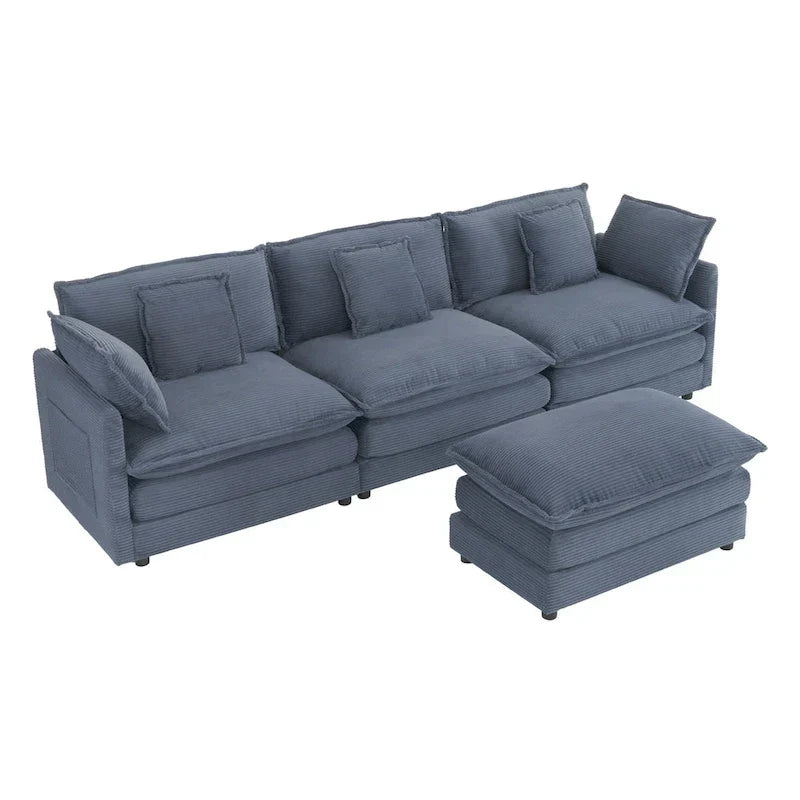 112.6-Inch Corduroy Upholstered L-Shaped Modular Sectional Sofa with Convenient Side Storage Pockets - image 19